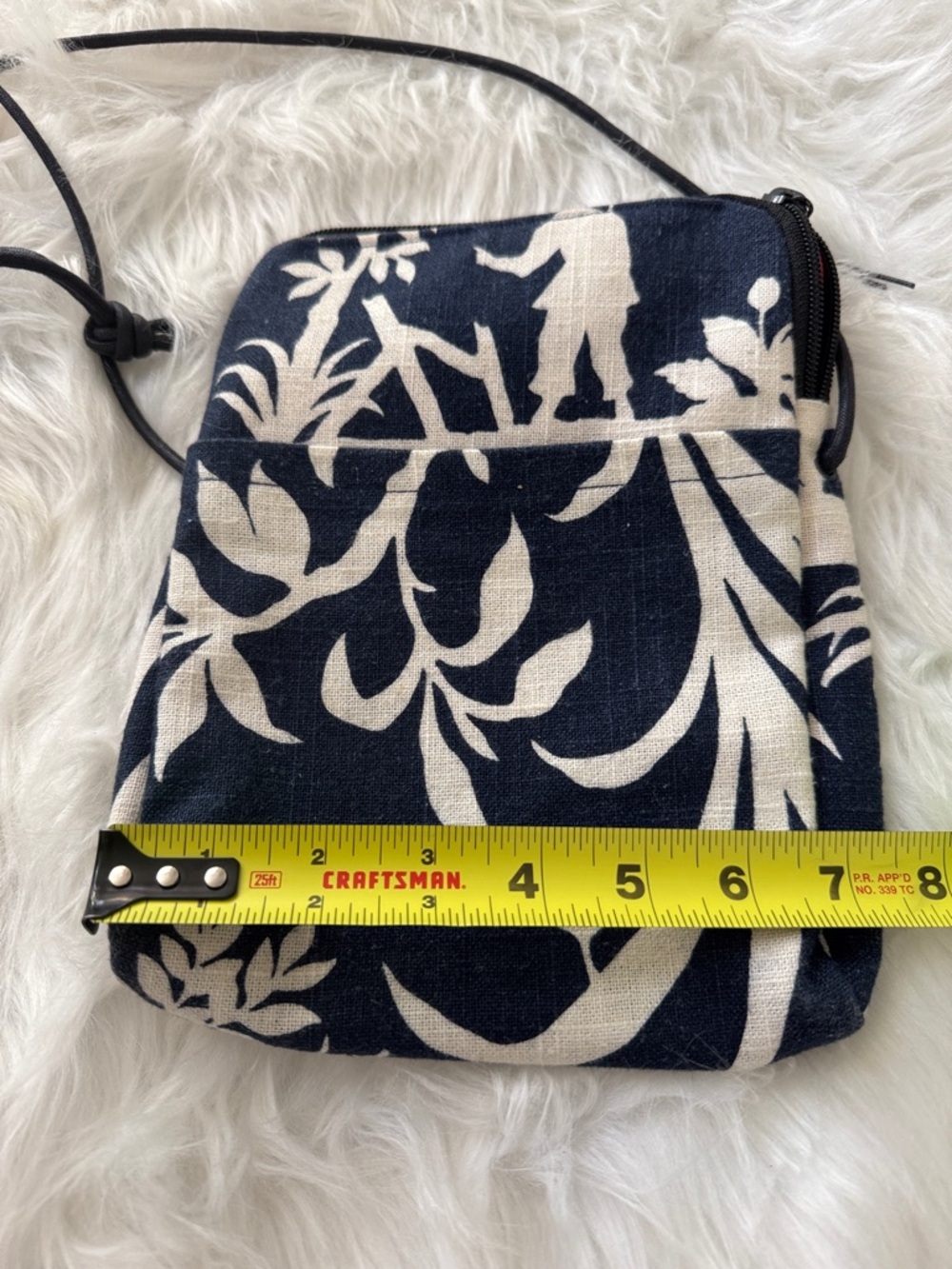 Sally Spicer Asian Theme Navy & Ecru Cloth Crossbody Bag/Pouch - Picture 7 of 8